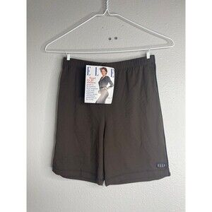 Vintage ELLE Womens Small Brown Pull On Stretch Shorts Nylon Spandex Made USA
